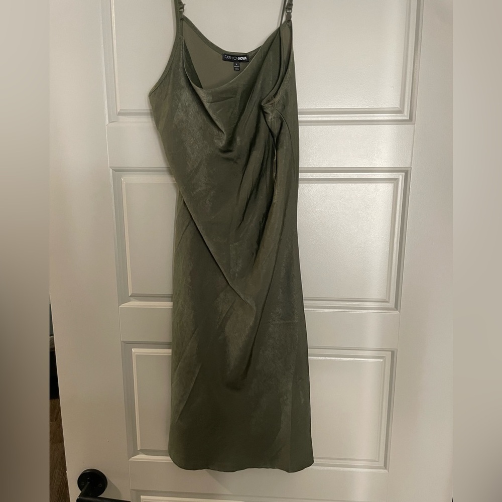 Green mini slip dress